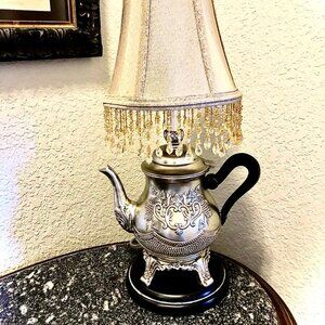 LAMPCRAFTERS Decorative Silver Teapot Lamp Resin Art Sculpture
